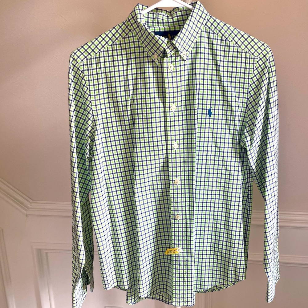 Ralph Lauren Green & Blue Checked Button-Down Shirt